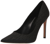 DKNY Women's Logo Textured Pump Heel Heeled Sandal, Black, 7.5